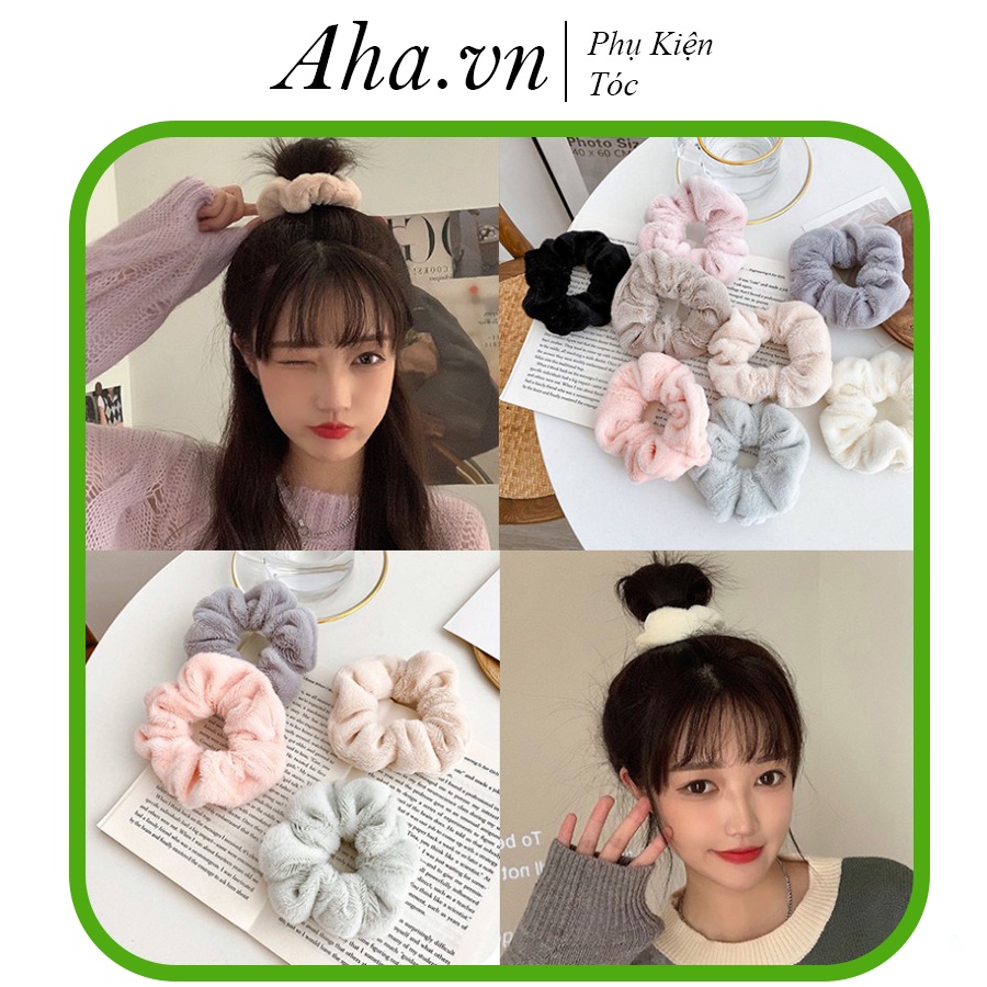Dây Cột Tóc Nhung Scrunchies Phong Cách Hàn Quốc