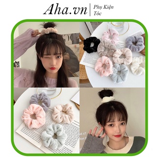 Dây Cột Tóc Nhung Scrunchies Phong Cách Hàn Quốc
