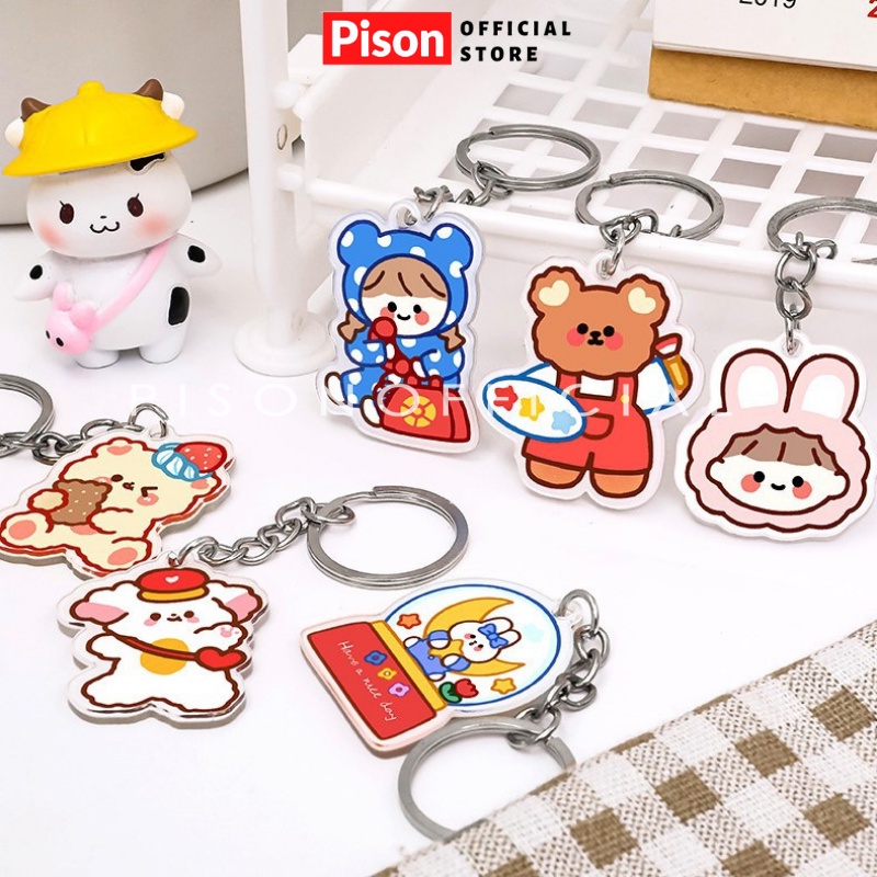 Móc khóa Mica hoạt hình Pison, nhiều mẫu xinh xắn - PK016 - 01 cái