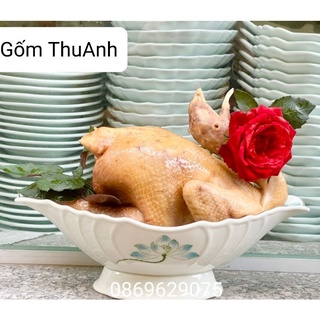 Bát bày gà cúng nguyên con.Hàng gốm sứ Bát Tràng.