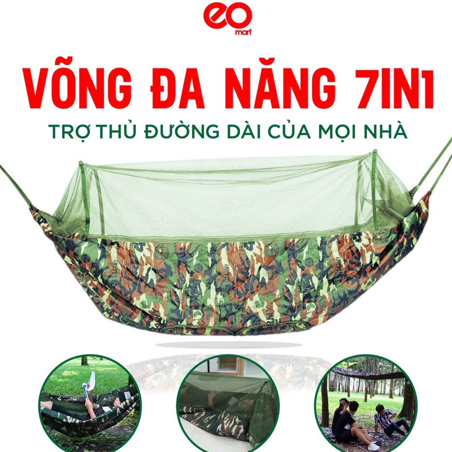 Võng mùng  Eomart  đa năng 7 trong 1 quân đội,Võng lính có màn chống muỗi Nhỏ gọn, dễ mang đi, bền chắc chống thắm nước