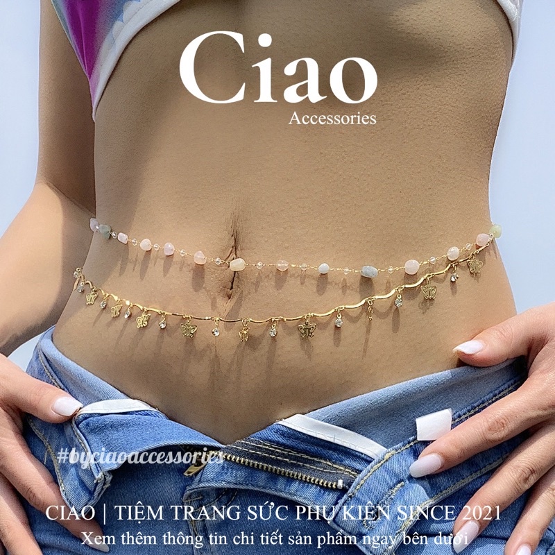 [HOẢ TỐC 1H] Set 2 vòng bụng thiết kế hoạ tiết đính đá mới lạ trendy phong cách Giselle Ciao