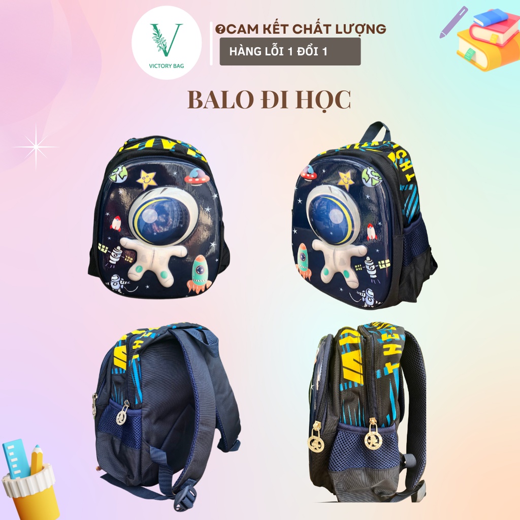 Balo Đi Học Chống Gù Cho Bé Mầm Non Mẫu Giáo Trai Gái Siêu Nhẹ Hình Phi Hành Gia Elsa 1-2-3-4-5 tuổi-VICTORY -816
