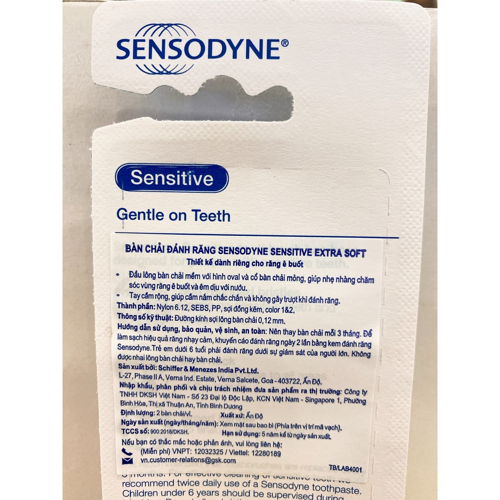 Bộ 2 Bàn Chải Đánh Răng Sensodyne Sensitive Extra Soft Sensitive Extra Soft