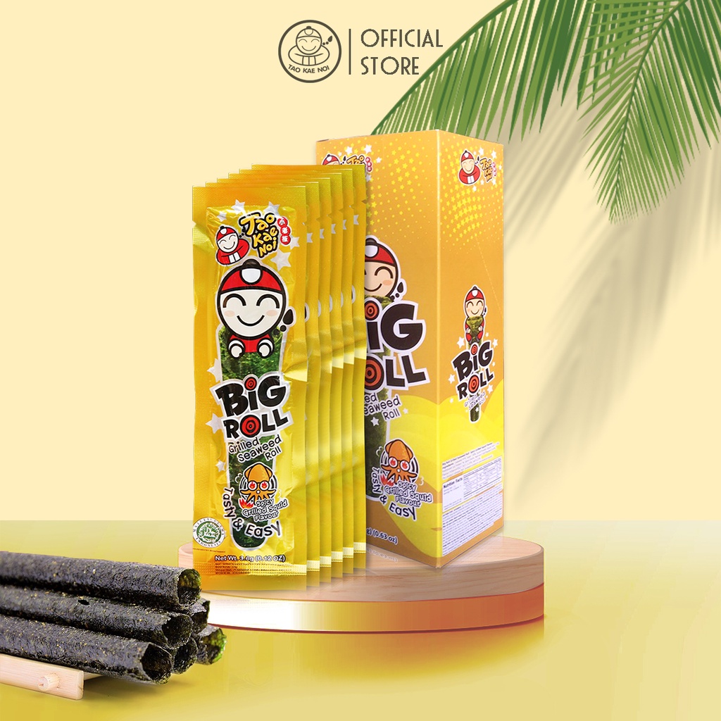 Hộp Snack Rong biển BIGROLL Vị Mực – Hộp 6 gói