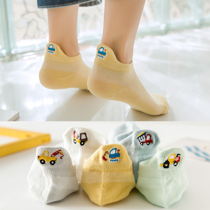 Vớ Cổ Thấp Phối Lưới Mỏng Thoáng Khí Thêu Họa Tiết Hoạt Hình Dễ Thương Thời Trang Mùa Hè Cho Bé Trai Và Gái