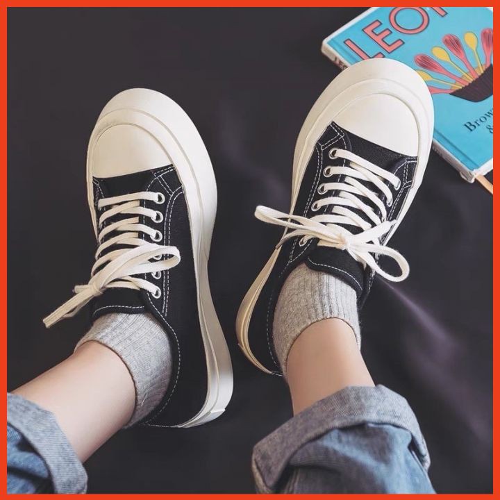 Giày Sneaker Nữ Giày Thể Thao Cột Dây Đế Cao