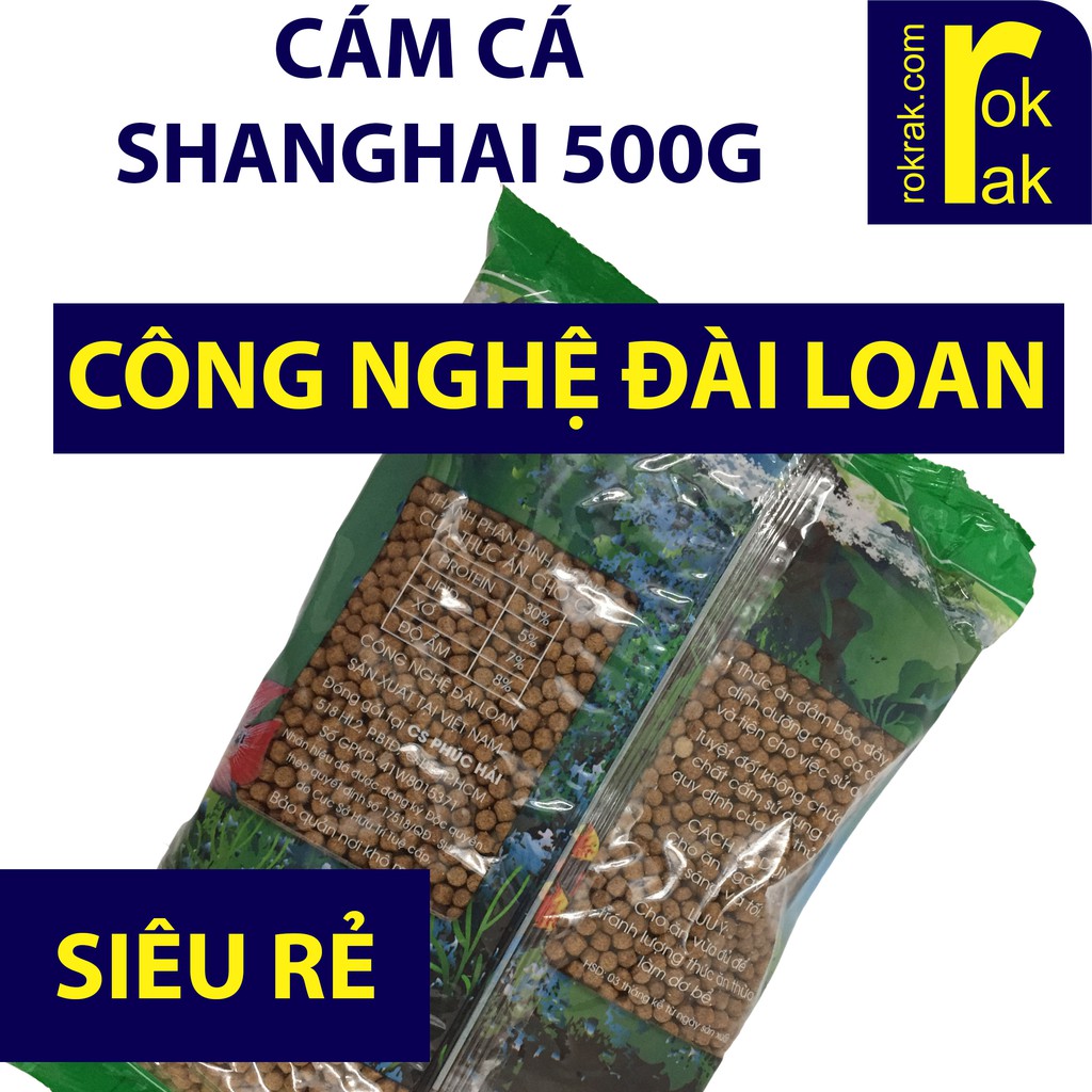 Cám cá Shanghai viên TRUNG 500g VT500g thức ăn cho cá lên màu