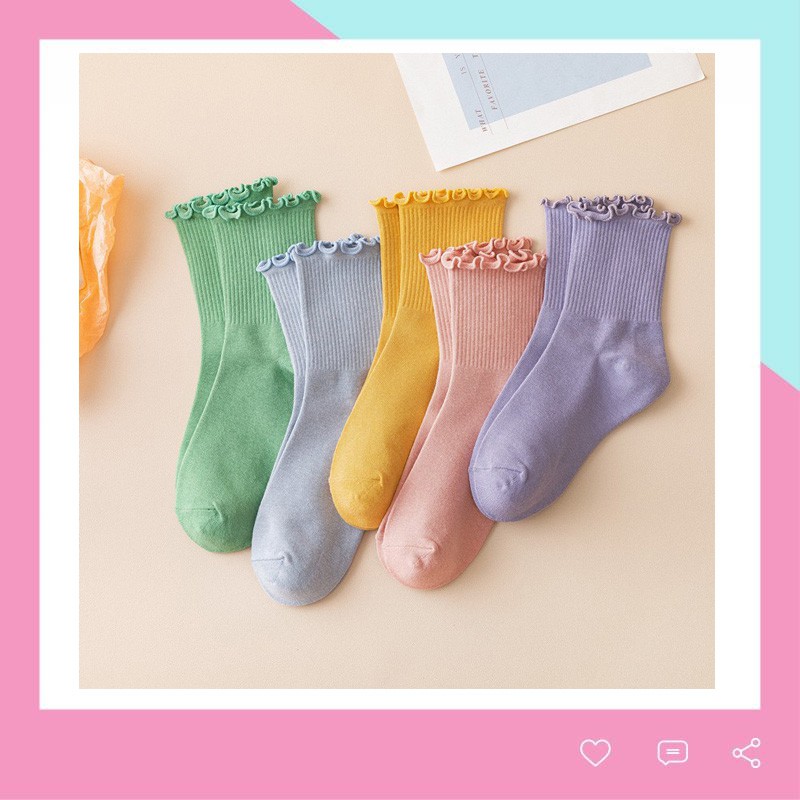 Tất bèo nữ cổ cao nhún vintage cực xinh TN30