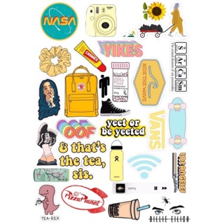 Set sticker Aesthetic chống thấm dán nón bảo hiểm, skateboards, vali