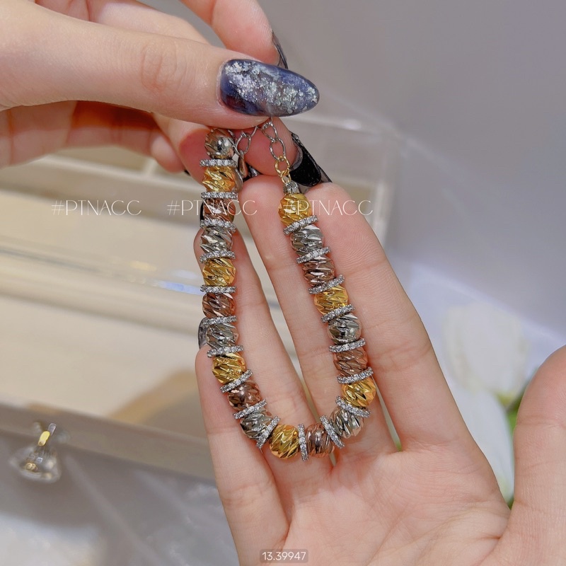 Lắc tay bi xi 3 màu 4D phối soàn, lắc bi đơn giản chạm máy .PTNACC.