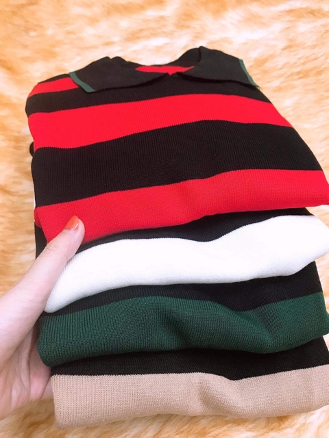 Váy len kẻ ngang cổ đức | BigBuy360 - bigbuy360.vn