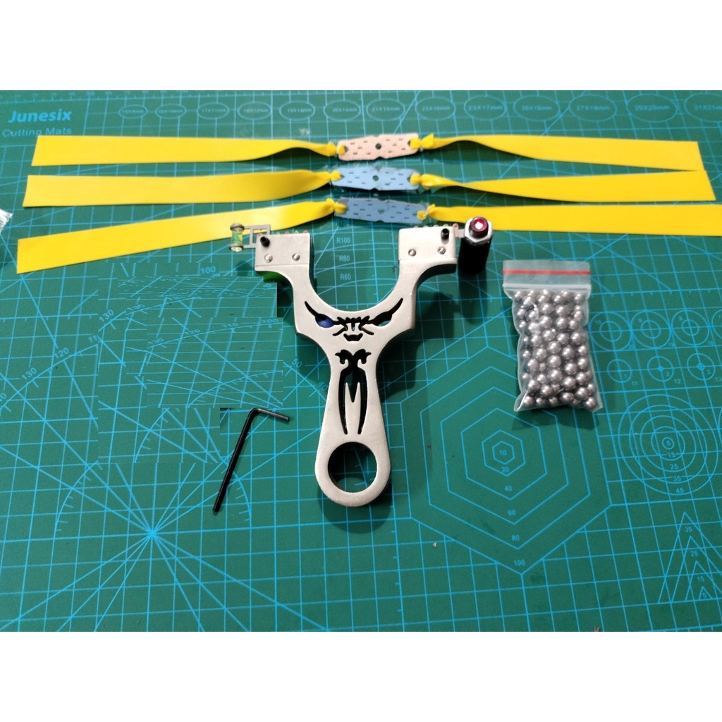 Ná Cao Su Mắt Quỷ Xanh Inox 304 Nguyên Khối Cao Cấp Chắc Chắn - Tặng Kèm Dây Thun Có Video Ná Shop Tự Quay