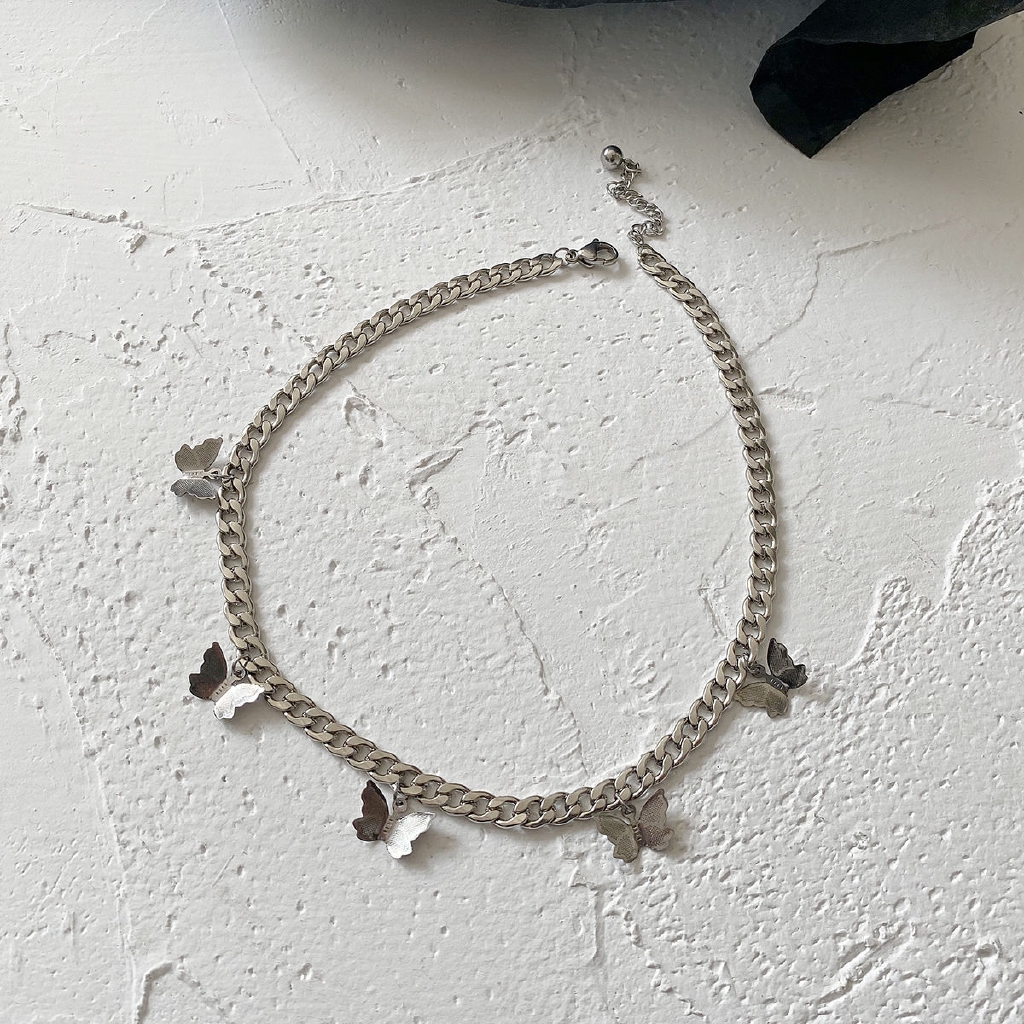 Dây Chuyền Thép Titan Mặt Hình Bướm Xinh Xắn Thời Trang Đường Phố