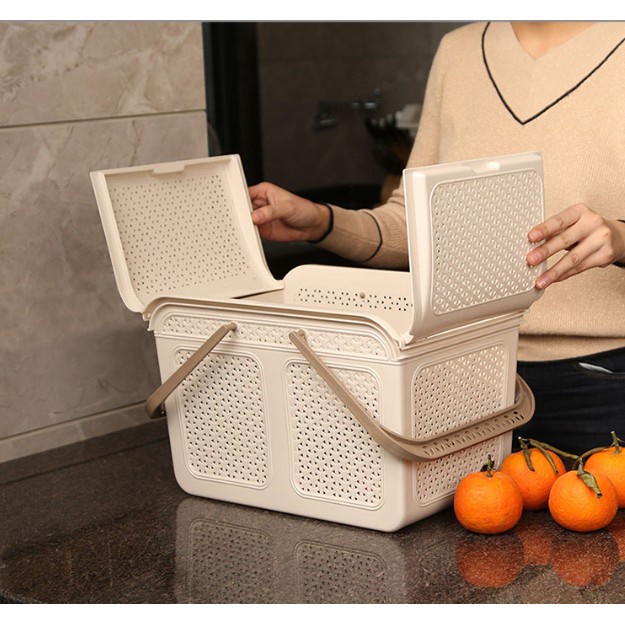 làn nhựa đựng đồ đi sinh, giỏ đựng đồ trẻ sơ sinh nhựa Việt Nhật có nắp 2604