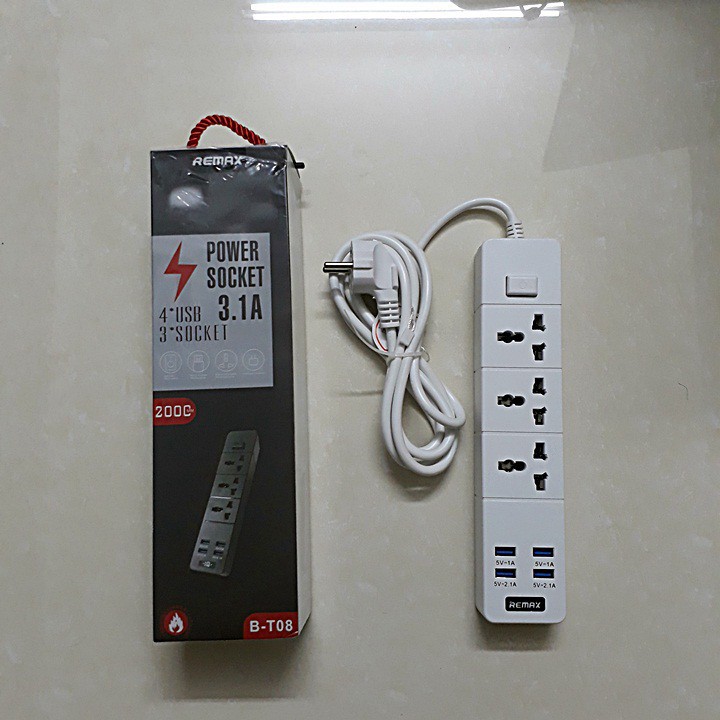 Ổ Cắm Điện Remax BT08 4 Cổng USB