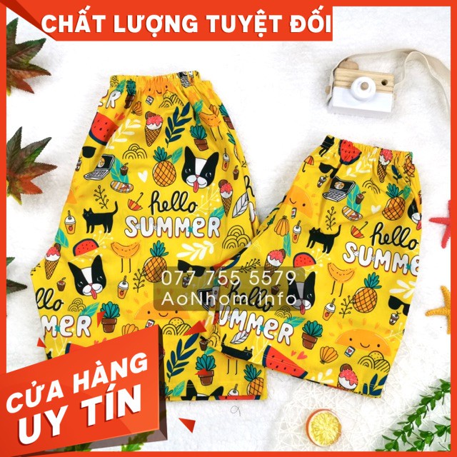 Quần Đi Biển Nhóm Nam Nữ Vải Katesilk- Summer vàng