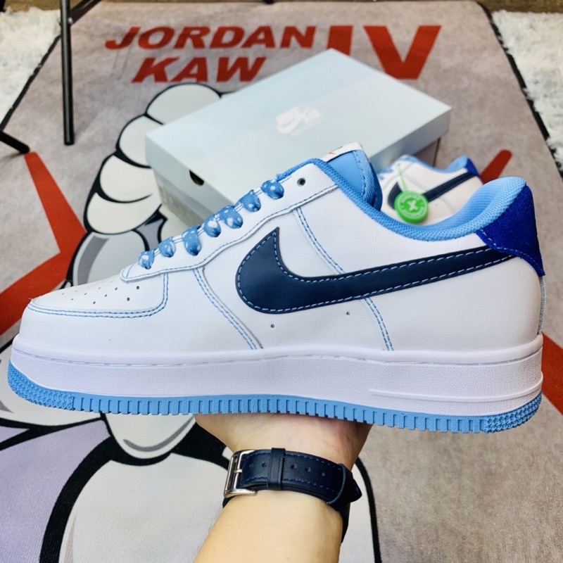 Giày thể thao sneaker cổ thấp AF1 Blue White Da Lộn Hàng SC