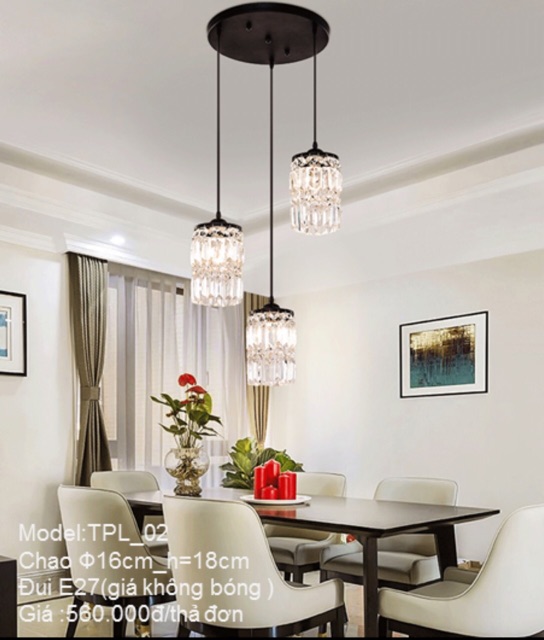 Đèn thả thuỷ tinh bộ 3 đèn