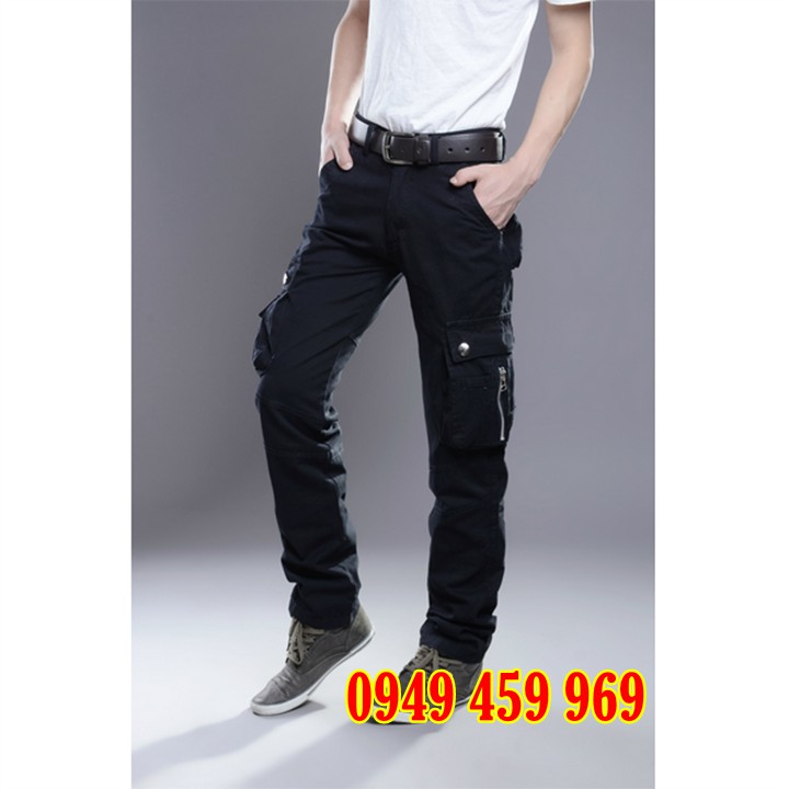 [GIẢM GIÁ 50%] Quần Kaki Nam Túi Hộp Phong Cách Lính Màu Đen / Xanh Rêu - Mã Q2187
