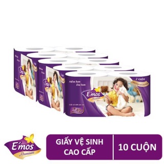 GIẤY VỆ SINH E’MOS PREMIUM CÁ HEO XANH ( BỊCH 10 cuộn* 2 lớp)