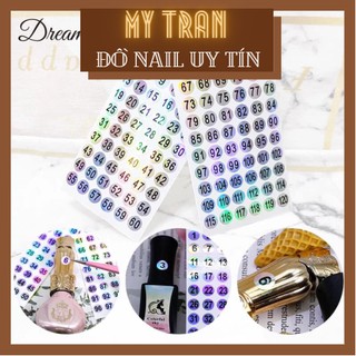Tem số dán chai sơn móng, tấm dán nắp từ 01-100