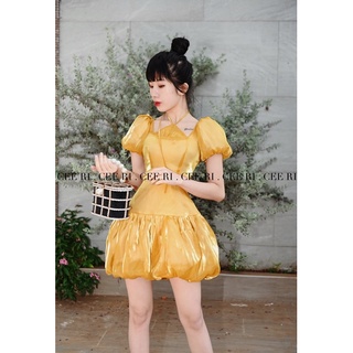 Váy tơ oganza bồng xoè cao cấp