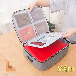Túi Đựng Tài Liệu - Cặp Đựng Hồ Sơ Tài Liệu Giấy Tờ A4 Cỡ Lớn Túi Nhiều Ngăn Có Khoá Số, Quai Xách Cầm Tay