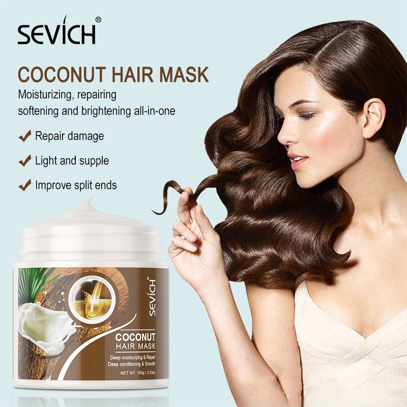 Mặt nạ ủ tóc tinh chất dừa chuyên phục hồi tóc uốn, xoăn Sevich giúp mềm, ẩm, bóng hiệu quả 100g- Hanayuki Asia