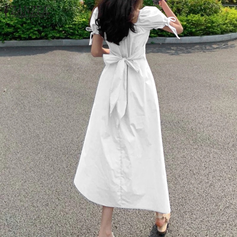 Đầm dài Zanzea tay phồng xếp ly thời trang Hàn Quốc cho nữ