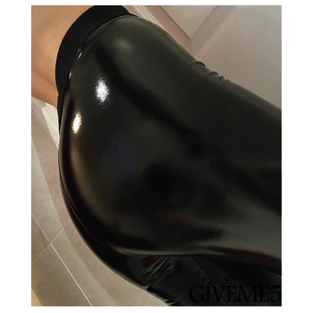 Quần legging da bóng dài lưng cao thời trang cho nữ