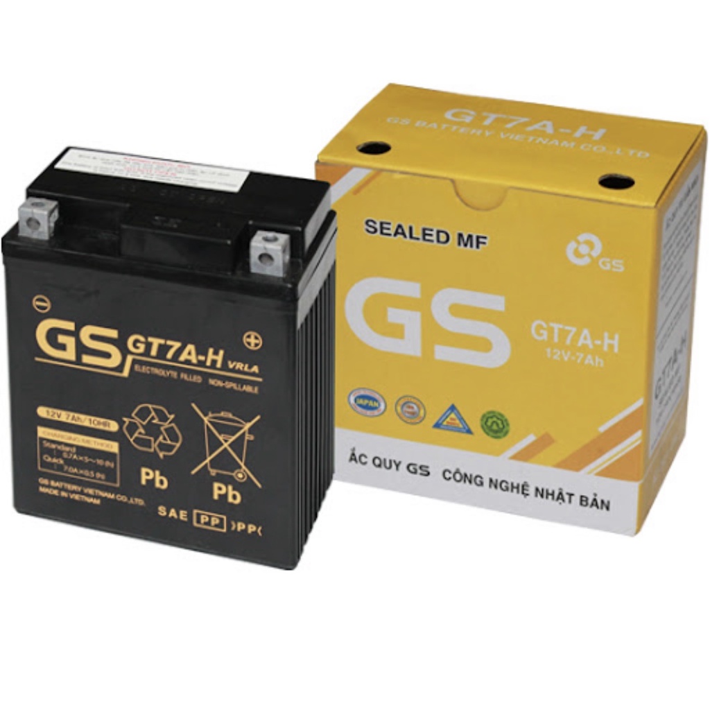 Ắc Quy Xe Máy GS GT7A-H dùng cho Honda SCR , SH, @, Dylan, Lead đời cũ, PIAGGIO LIBETTY I,E