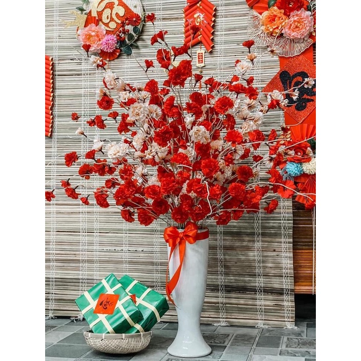Cành Hoa Đào Râu Cao Cấp Bông To Cánh Đẹp, Hoa Cắm Cổng Cưới, Cắm Bình Trang Trí nhà cửa, sự kiện.Hoa giả Decor