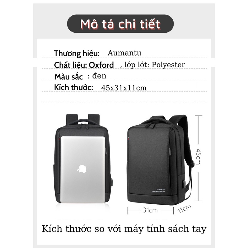 Balo đựng laptop GUMANTU, ba lô vải dù chống nước, chống sốc tốt cho laptop