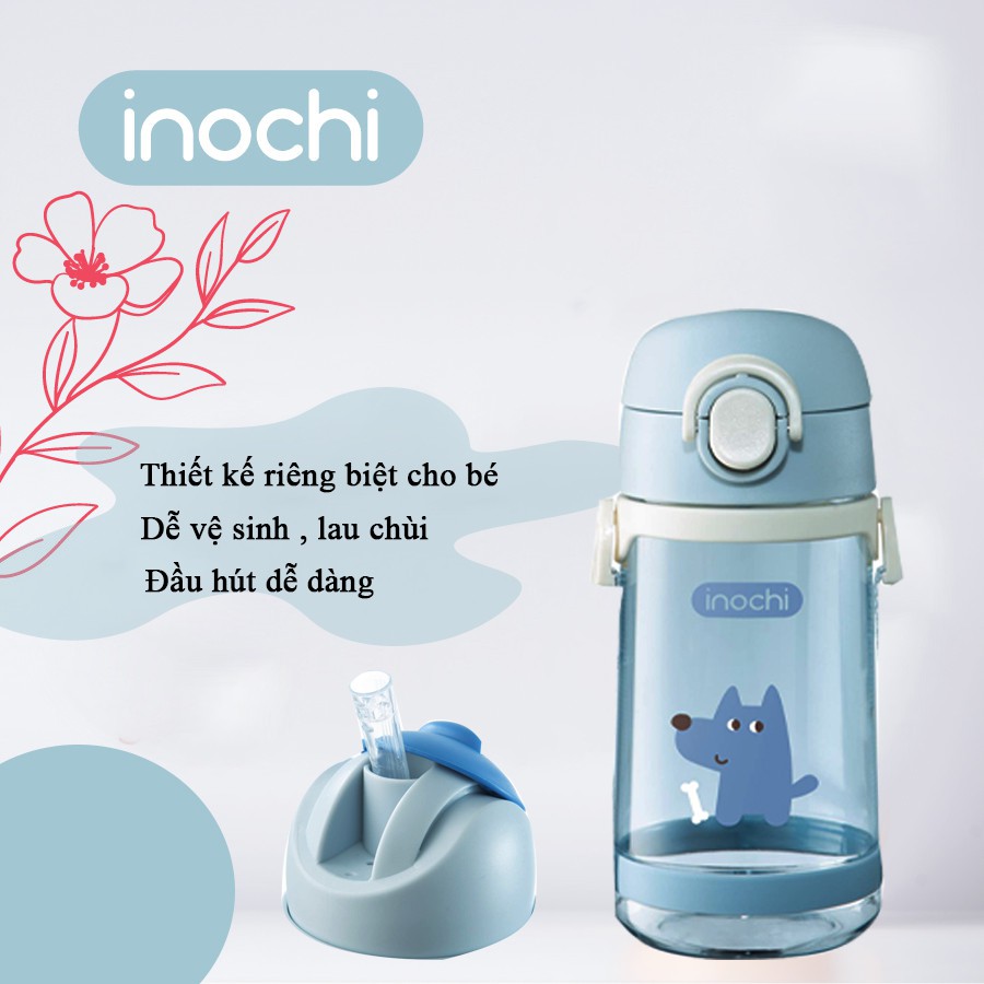 Bình nước INOCHI Cho bé chất liệu nhựa nguyên sinh kháng khuẩn Ag+ dễ cầm nắm và tiện dụng BIN670