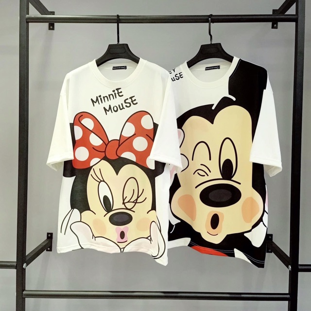 Áo Thun OverSize 3D Unisex Tay Lở Chuột Mickey-Minnie/Set Chuột Mickey-Minnie