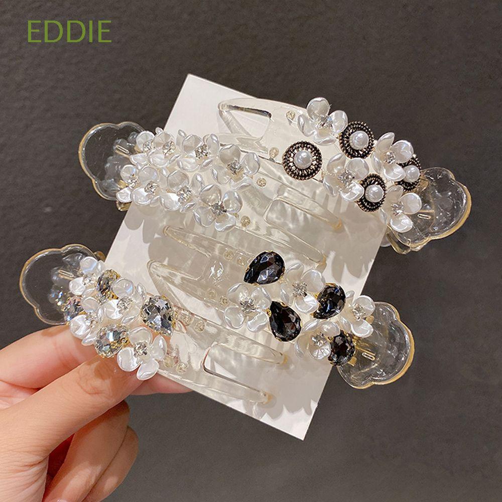 Kẹp Tóc Càng Cua Bằng Nhựa Acrylic Trong Suốt Đính Hoa Ngọc Trai Phong Cách Hàn Quốc Cho Nữ