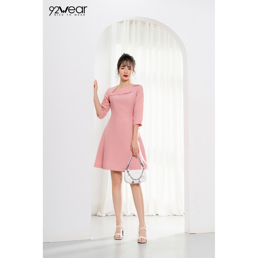Đầm xòe công sở dáng dài cổ lệch DEW0597 - 92WEAR | BigBuy360 - bigbuy360.vn