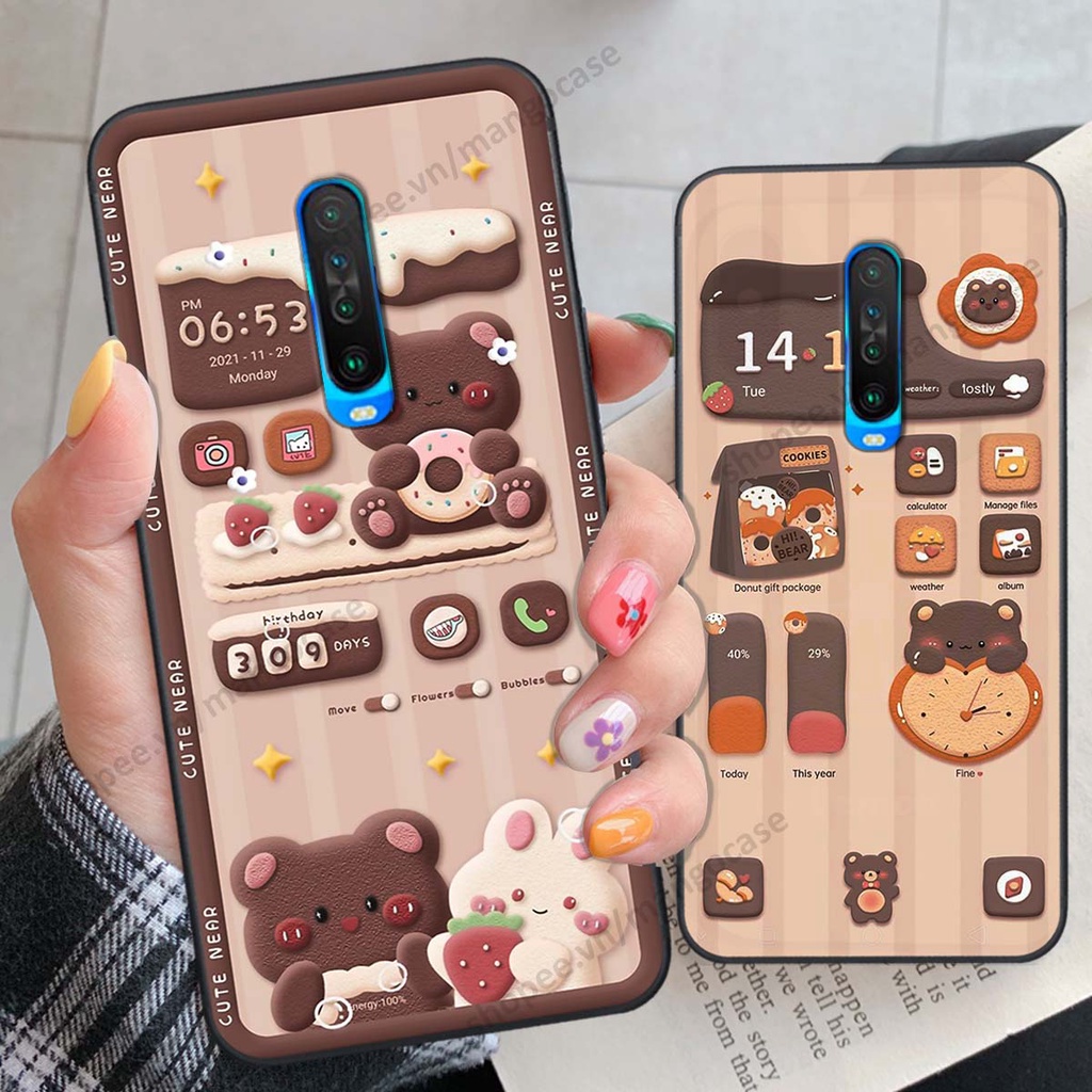 Ốp lưng Xiaomi Redmi K30 / Redmi K30 5G hình gấu, thỏ, đồng hồ cute dễ thương