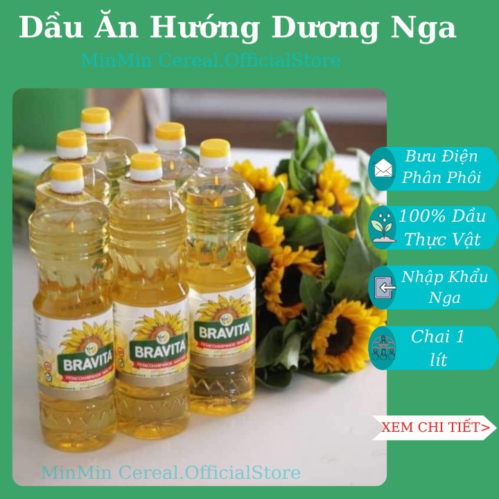 Dầu Ăn Hướng Dương Nga Bravita,Dầu Ăn Hữu Cơ Nga.Dầu Ăn Thực Vật (1lit)