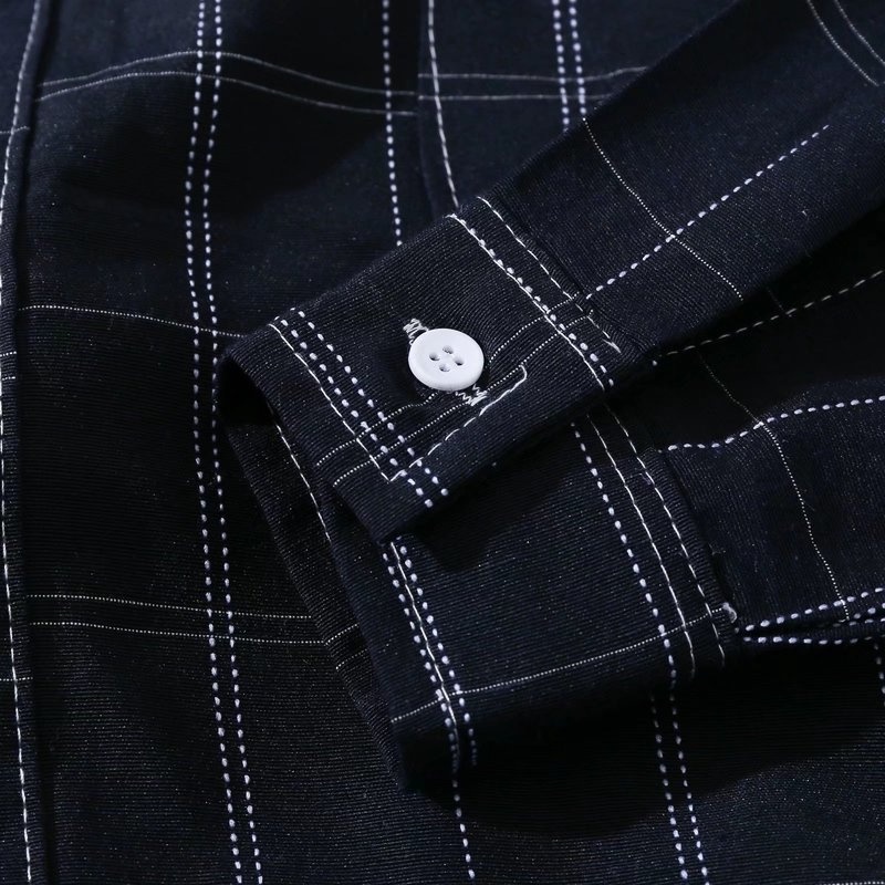 Áo sơ mi tay dài dáng rộng kẻ sọc 3 màu phong cách Hàn Quốc cổ điển