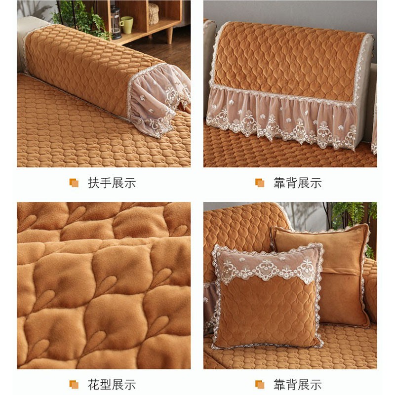 Vỏ Bọc Đệm Ghế Sofa Bằng Vải Nhung Pha Lê Không Trượt Phong Cách Châu Âu Đơn Giản