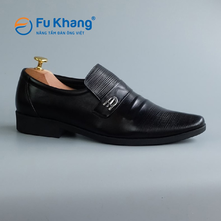 Giày lười công sở nam thời trang da bò cao cấp nhãn hiệu Fu Khang màu đen GL25