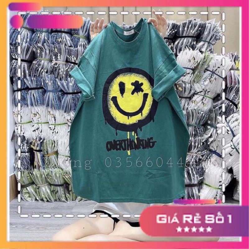Áo Thun Tay Lỡ Unisex Freesize Phông Form Rộng Mặt Cười Chảy OVE Mẫu Mới 2022 ( Hàng Sẵn)