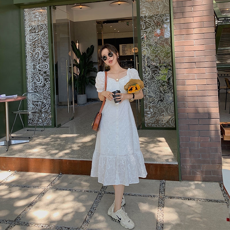 Đầm Maxi Ngắn Tay Thêu Họa Tiết Xinh Xắn Dành Cho Nữ | BigBuy360 - bigbuy360.vn