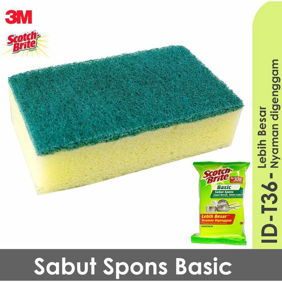 Bọt Biển Rửa Chén 3M Scotch Brite ID-T36N / Cơ Bản