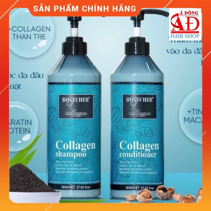 DẦU GỘI XẢ HẤP Ủ COLLAGEN SIÊU MỀM MƯỢT, GIẢM RÃY RỤNG TÓC BOSECHER CHÍNH HÃNG