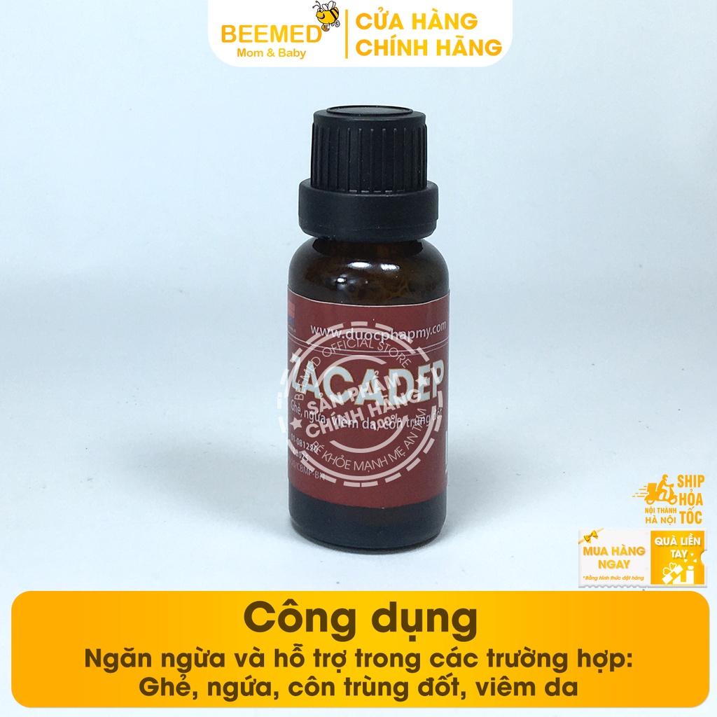 Zacadep lọ 15ml dạng nước bôi lên da, móng, tóc - giảm ghẻ, ngứa, viêm da, côn trùng đốt