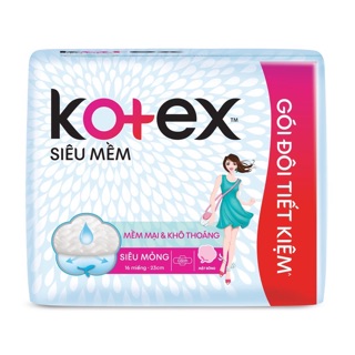 Lốc 4 gói Băng vệ sinh Kotex Siêu mềm siêu mỏng cánh 16 miếng