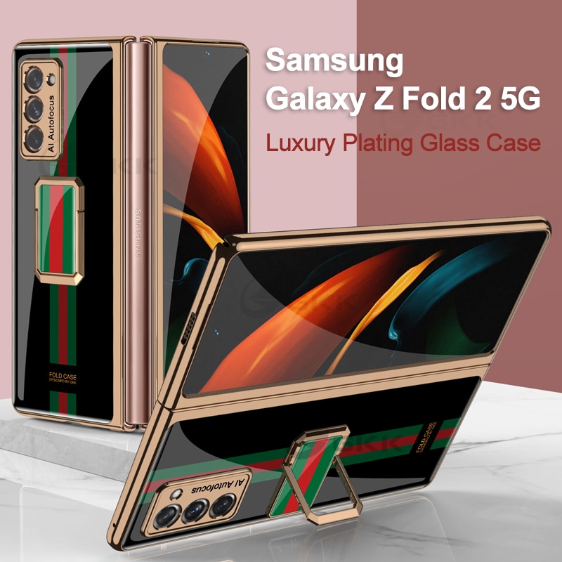 Ốp Lưng Tích Hợp Kính Cường Lực Có Nhẫn Móc Ngón Tay Cho Samsung Galaxy Z 2 5g